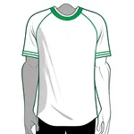 short-sleeve white baseball shirt with green raglan sleeves image